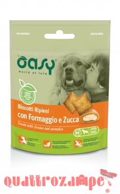Oasy Snack Biscotti Ripieni Con Formaggio e Zucca per Cani 80 g