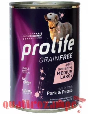 Prolife Dog Medium Large Adult Sensitive Grain Free Maiale e Patate 400 gr Umido Per Cani