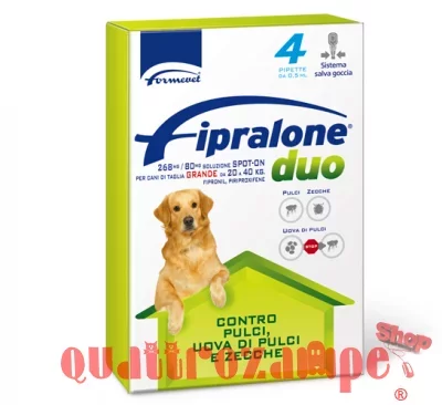 Fipralone Duo Cane 20-40 Kg Antipulci Antizecche 4 Pipette