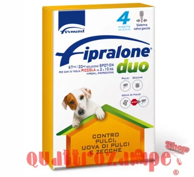 Fipralone Duo Cane 2-10 Kg Antipulci Antizecche 4 pipette