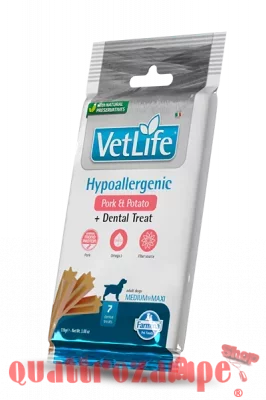 Farmina Dog VetLife Dental Treat Hypoallergenic Pork Medium Large 110 gr Snack Per Cani