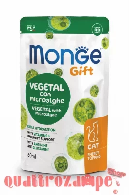 Monge Gift Energy Topping Vegetal Con Microalghe 60 ml Snack Per Gatti