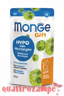 Monge Gift Energy Topping Hypo Con Microalghe 60 ml Snack Per Gatti