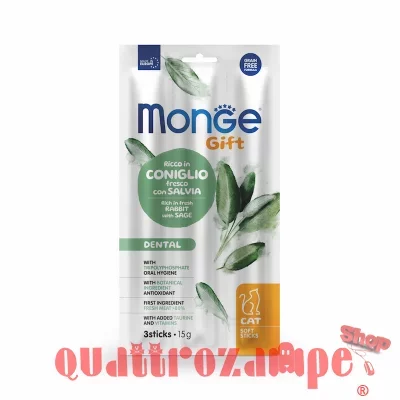 Monge Gift 3 Stick Dental Coniglio Salvia 15 gr Snack Per Gatti
