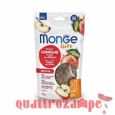 Monge Gift Meat Minis Dental Coniglio Mela 50 gr Snack Per Gatti