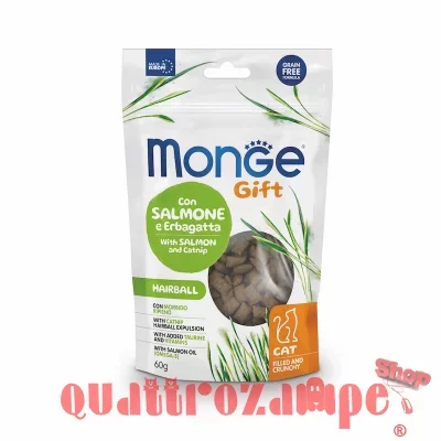 Monge Gift Hairball Salmone Erba Gatto 60 gr Snack Per Gatti