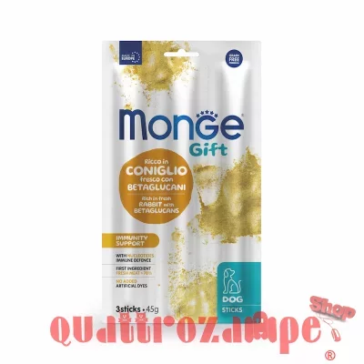Monge Gift 3 Stick Immunity Support Coniglio Nucleotidi 45 gr Snack Per Cani