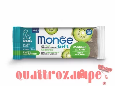 Monge Gift Fruits Bars Puppy Junior Maiale Kiwi 100 gr Snack Per Cani