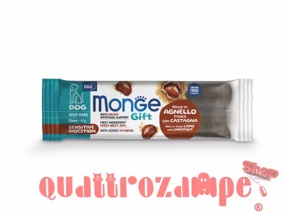 Monge Gift Barrette Sensitive Digestion Agnello Castagna 40 gr Snack Per Cani