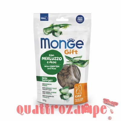 Monge Gift Skin Support Merluzzo Aloe Vera 60 gr Snack Per Gatti