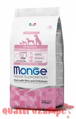 Monge Superpremium All Breed Puppy Junior Maiale Riso 2,5 kg Cane