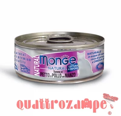 Monge Cat Natural Superpremium 80 gr Tonno e petto di Pollo con Manzo Scatoletta Gatti