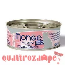 Monge Cat Natural superpremium 80 gr Tonno Pollo e Gamberi Scatoletta Gatti