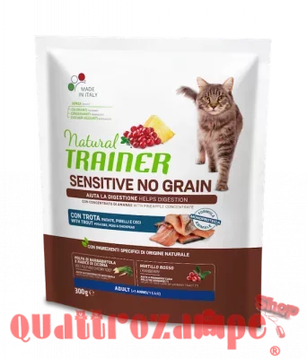 Natural Trainer Sensitive No Grain Trota 300 gr Crocchette Per Gatti