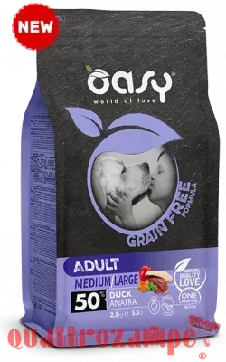Oasy Dog Grain Free Adult Medium Large Anatra 12 kg Crocchette Per Cani