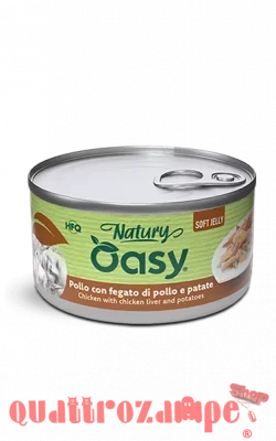 Oasy Cat Natury Soft Jelly Pollo Con Fegato di Pollo e Patate Lattina 150 gr Umido Per Gatti