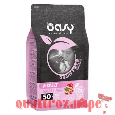 Oasy Dog Grain Free Adult Small Mini Maiale 2,5 kg Crocchette Per Cani