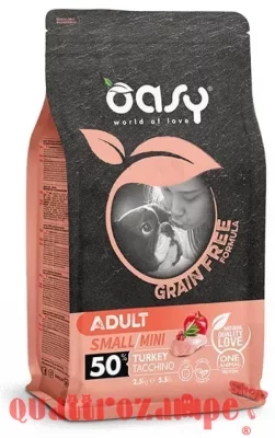 Oasy Dog Grain Free Adult Small Mini Tacchino 2,5 kg Crocchette Per Cani