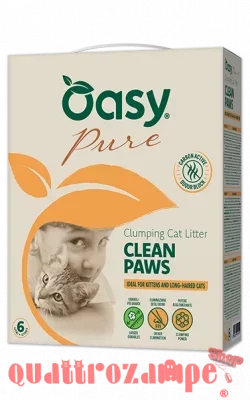 Oasy Lettiera Pure Clean Paws 10 LT Agglomerante Per Gatti a Pelo Lungo