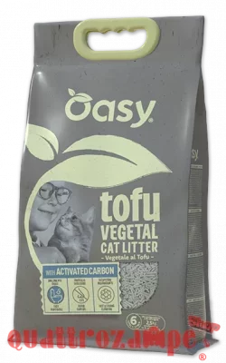 Oasy Lettiera Vegetale Tofu Con Carbone Attivo 6 LT Agglomerante per Gatti
