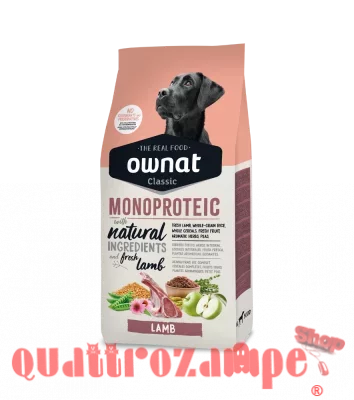 Ownat Classic Monoproteic Lamb 12 kg Crocchette Per Cani Con Agnello Riso