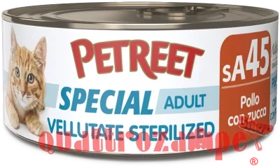 Petreet Vellutate Sterilized Pollo Con Zucca 70 gr sA45 Scatoletta Gatto Sterilizzato