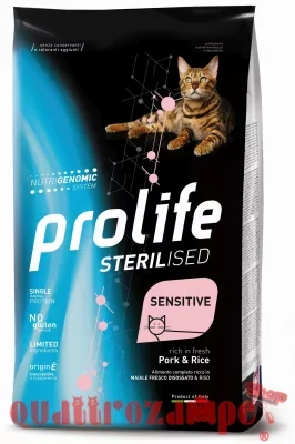 Prolife Cat Adult Sterilised Sensitive Maiale e Riso 7 kg Per Gatti