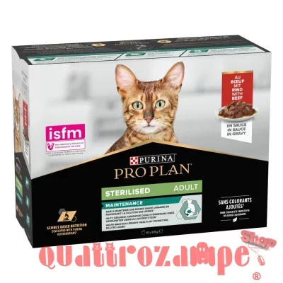 Purina Pro Plan Cat Adult Sterilised Multipack 10X85 Gr Bustine in Salsa Con Manzo