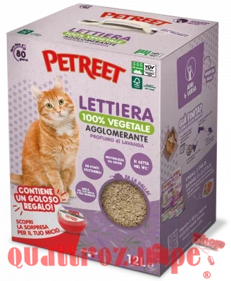 Petreet Lettiera Vegetale Agglomerante Profumo di Lavanda 12 Lt Per Gatti