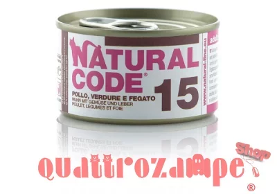 Natural Code 15 Pollo Verdure e Fegato 85 gr Per Gatti