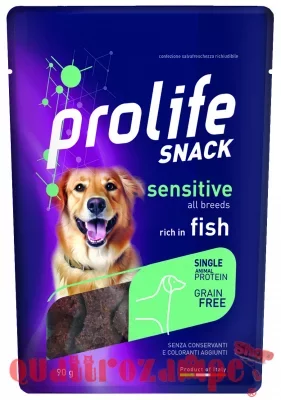 Prolife Snack Sensitive Grain Free Pesce 90 Gr Premi Cane
