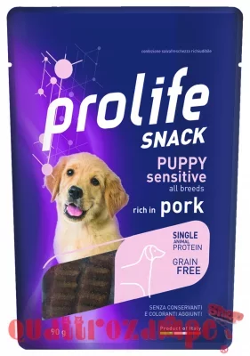 Prolife Snack Sensitive Grain Free Puppy Maiale 90 Gr Per Cani Cuccioli