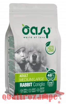 Oasy Dog Adult Medium Large Coniglio 2,5 kg Monoproteico Crocchette Per Cani