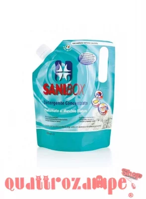 Sanibox Detergente Concentrato Elimina Odori al Muschio Bianco 1000 ml Per Ambienti