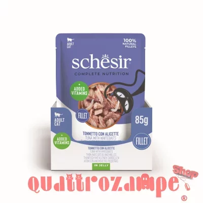 Schesir Complete Tonnetto con Alicette 85 gr Jelly Bustina Umido Per Gatti