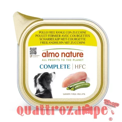 Almo Nature HFC Complete Pollo Free Range Con Zucchine 85 gr Vaschetta Umido Per Cani