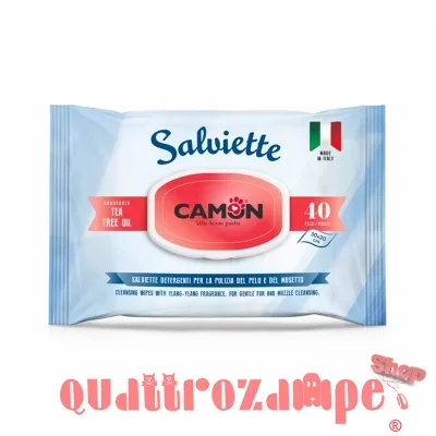 Camon 40 Salviette Detergenti Tea Tree Oil Per Cani e Gatti