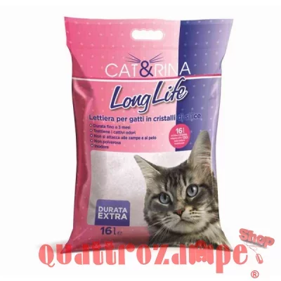 Lettiera Silicio Per Gatti Cat&Rina Long Life 16 Lt Cristalli Classi