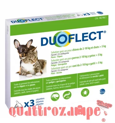 Duoflect cani 2-10 kg e gatti oltre 5 kg spot on 3 pipette