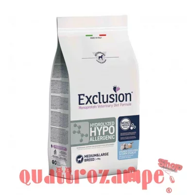 Exclusion Diet Hypoallergenic Hydrolyzed Medium Large 2 kg Pesce e Amido di Mais Per Cane