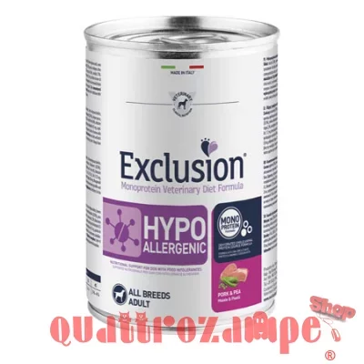 Exclusion Diet Hypoallergenic Adult Maiale e Piselli 400 gr Barattolo Umido Per Cane