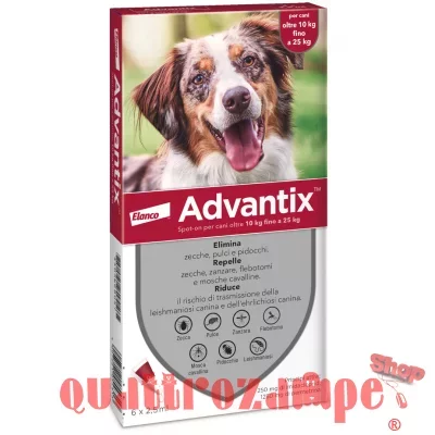 Advantix Spot On 6 Pipette 2,5 ml 10 - 25 kg Per Cani