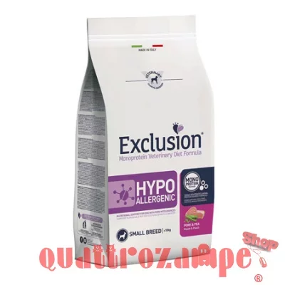 Exclusion Diet Hypoallergenic Small Breed Maiale e Piselli 7 kg Per Cane