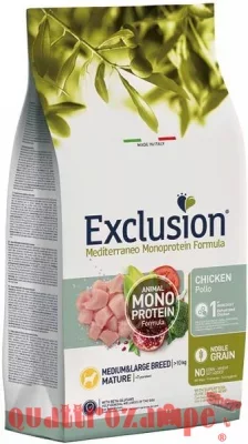 Exclusion Mediterraneo MATURE Medium Large Pollo 12 Kg Crocchette Cane