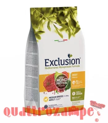 Exclusion Mediterraneo Adult Medium Breed Manzo 12 Kg Beef
