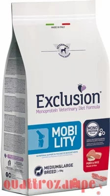 Exclusion Diet Mobility Medium Large 12 kg Maiale e Riso Per Cane