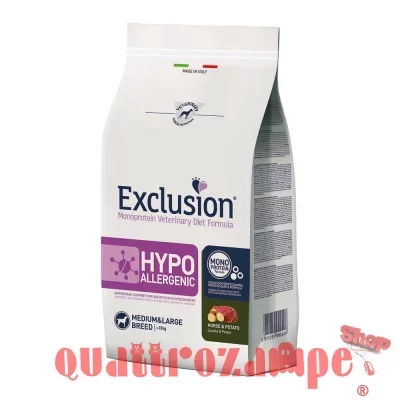 Exclusion Diet Hypoallergenic Medium Large Cavallo e Patate 2 kg Per Cane