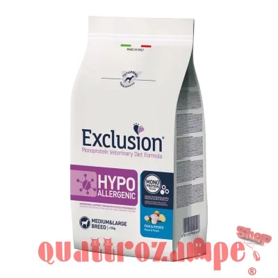 Exclusion Diet Hypoallergenic Fish & Potato 12 kg Pesce e Patate Per Cane