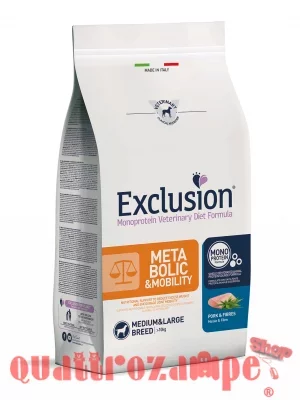Exclusion Diet Metabolic Mobility Medium Large 12 kg Maiale e Fibre Per Cane