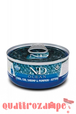 Farmina N&D Ocean 70 gr KITTEN Tonno Merluzzo Gamberetti e Zucca Umido Gatto
